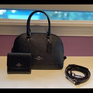 Coach Black Glitter Mini Sierra Bag & Wallet Set
